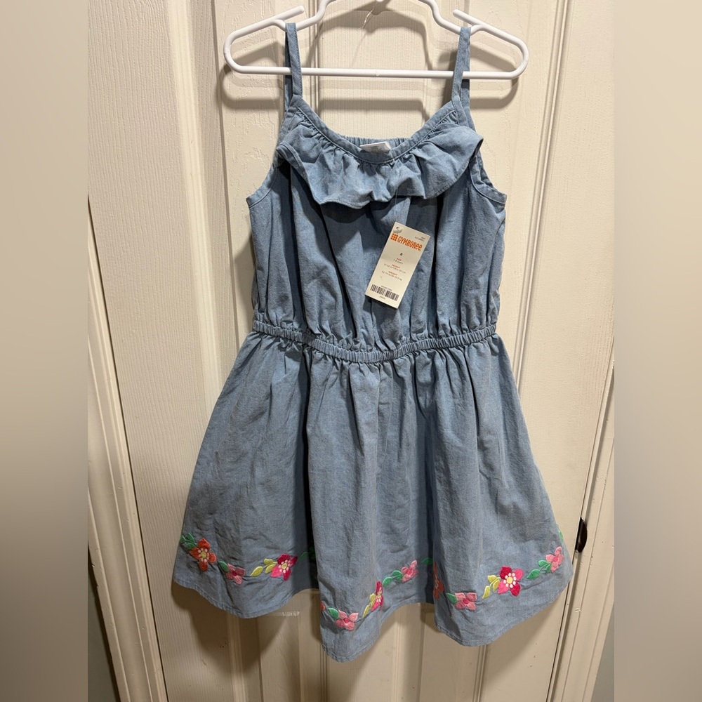 Gymboree Denim Dress with Floral Embroidery